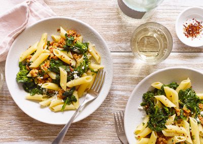 One-pot penne with broccoli rabe and sausage