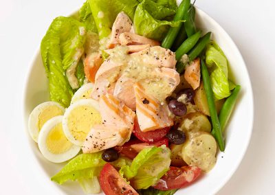 Salmon niçoise salad with lemon-caper dressing