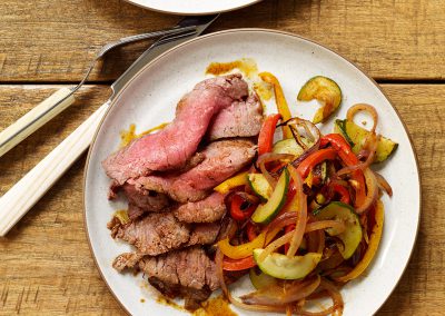 Spice-Rubbed Flank Steak with Fajita Vegetables