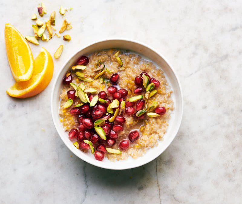 Irish steel-cut oats with pomegranate and pistachios