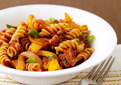 Italian turkey sausage and pepper pasta