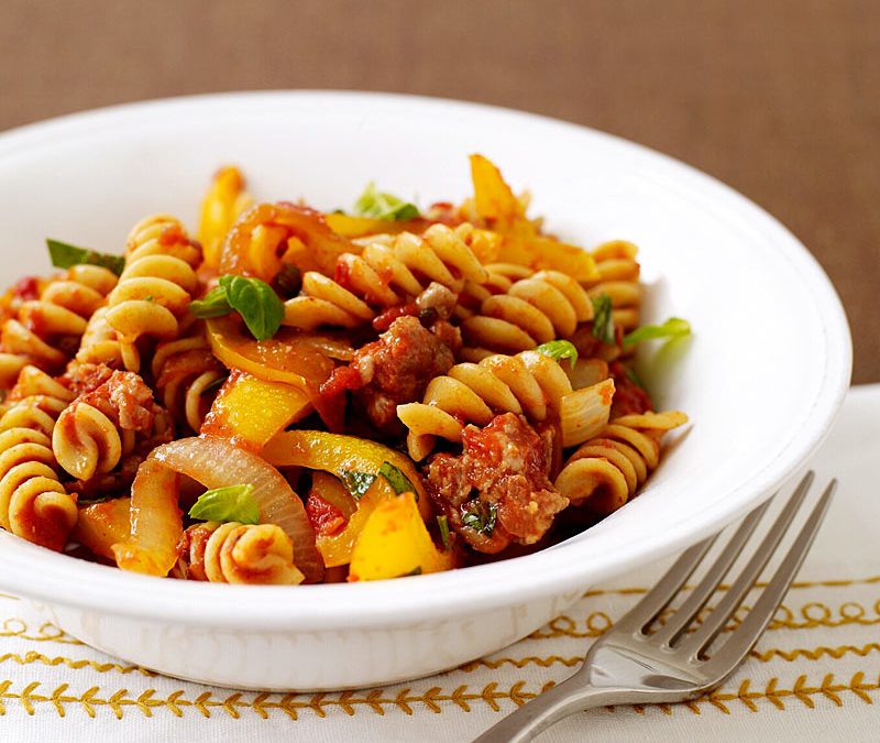 Italian turkey sausage and pepper pasta