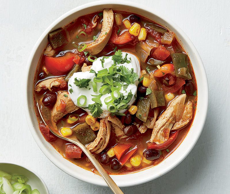 Pulled chicken ancho chile and black bean soup