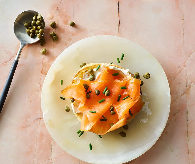 Smoked salmon and cream cheese muffin