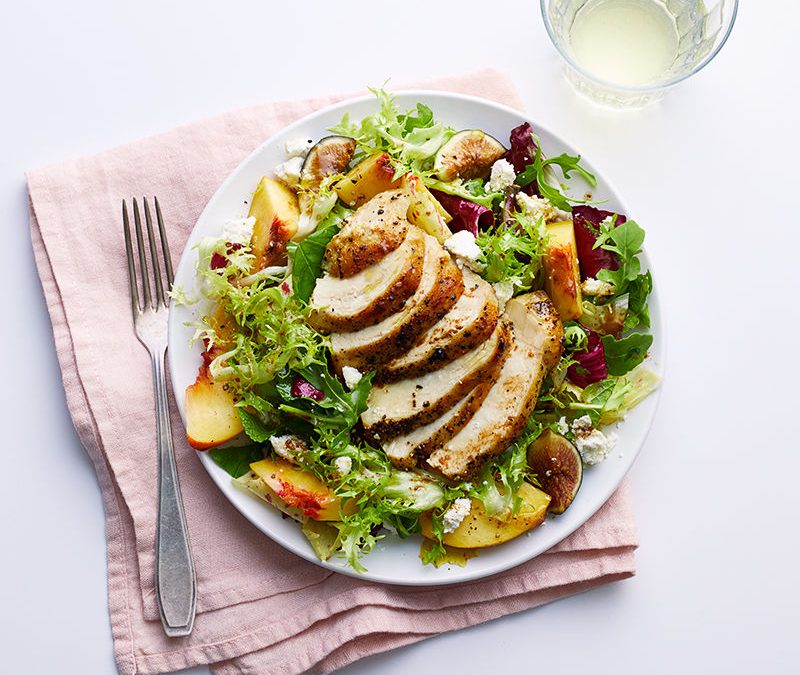 Chicken, peach & fig salad with ricotta salata