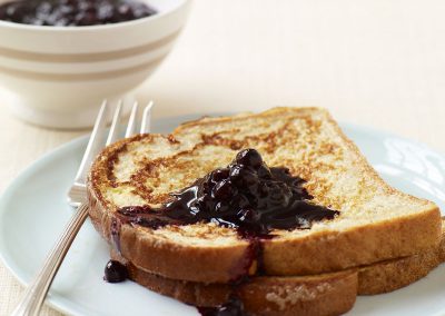 French toast with blueberry sauce