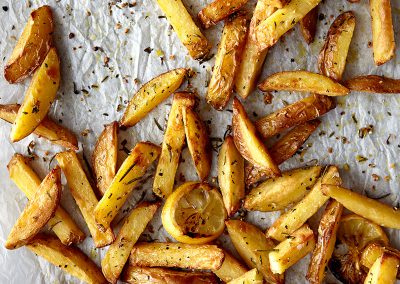 Garlic, rosemary and lemon-oven fries